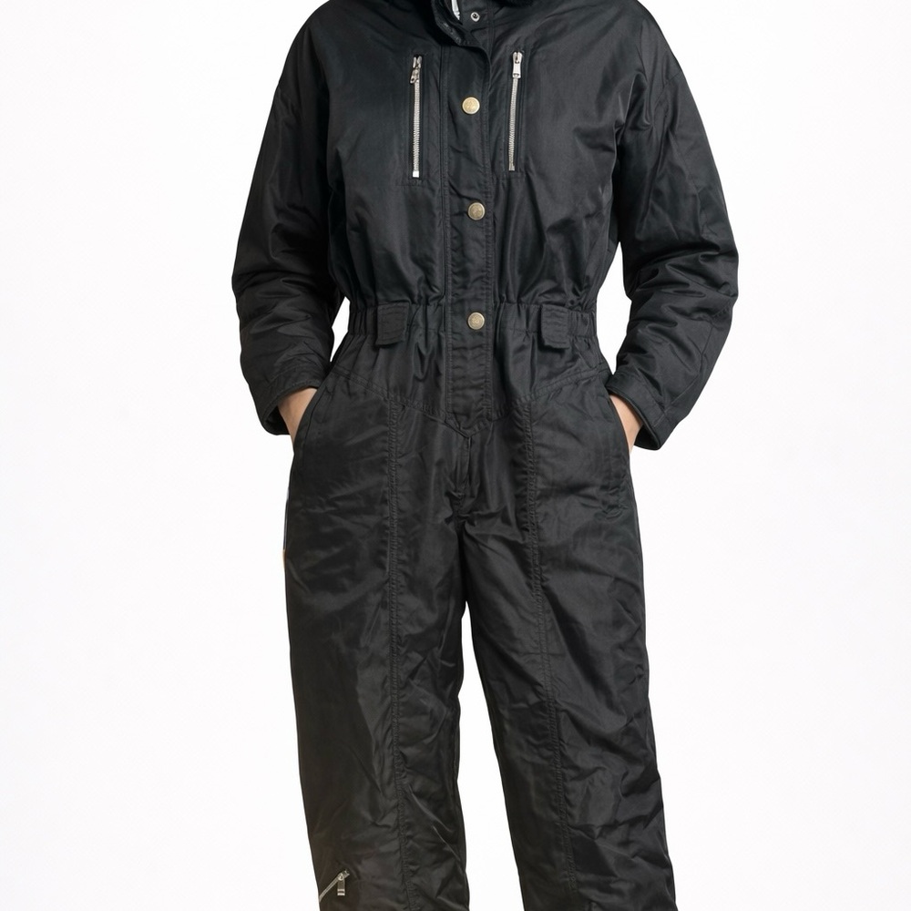 Vintage Roffe One piece women’s black ski suit jumpsuit size 12 large
